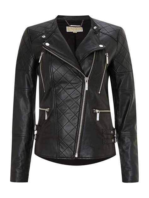 michael kors women's black leather jacket